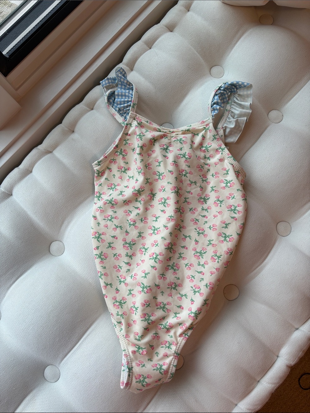 Zara Cream One-Piece Bodysuit with Pink Floral Print